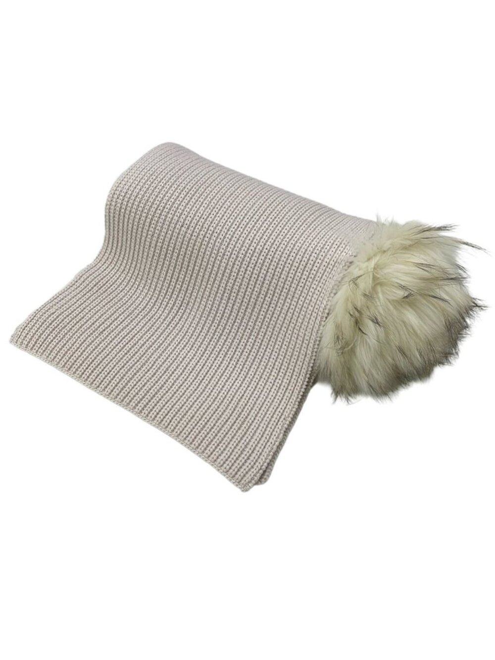 Loewe Scarf Beige White Wool Fur